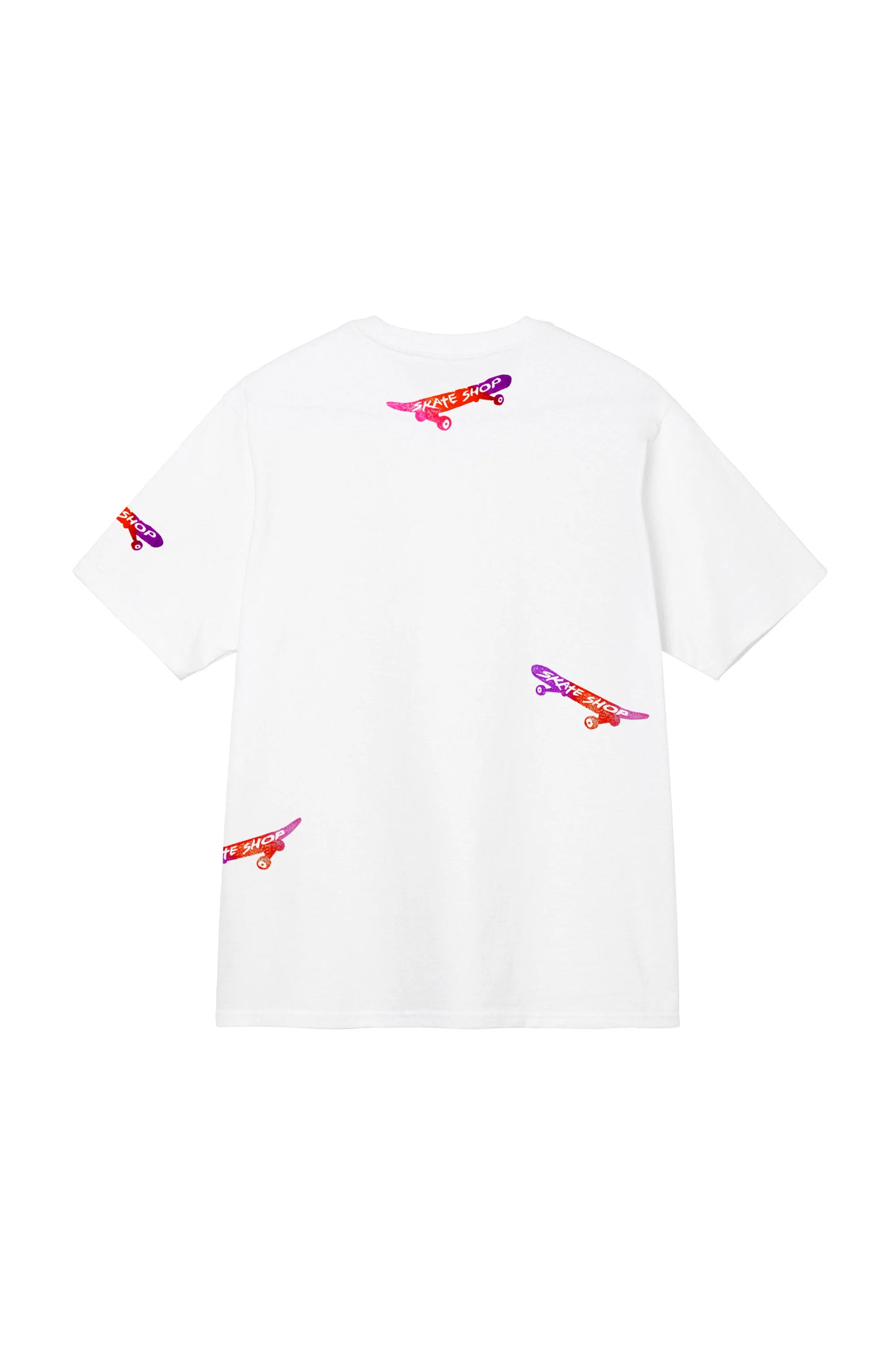 Skateboard Hand Painted Art Work Tee White - Multi