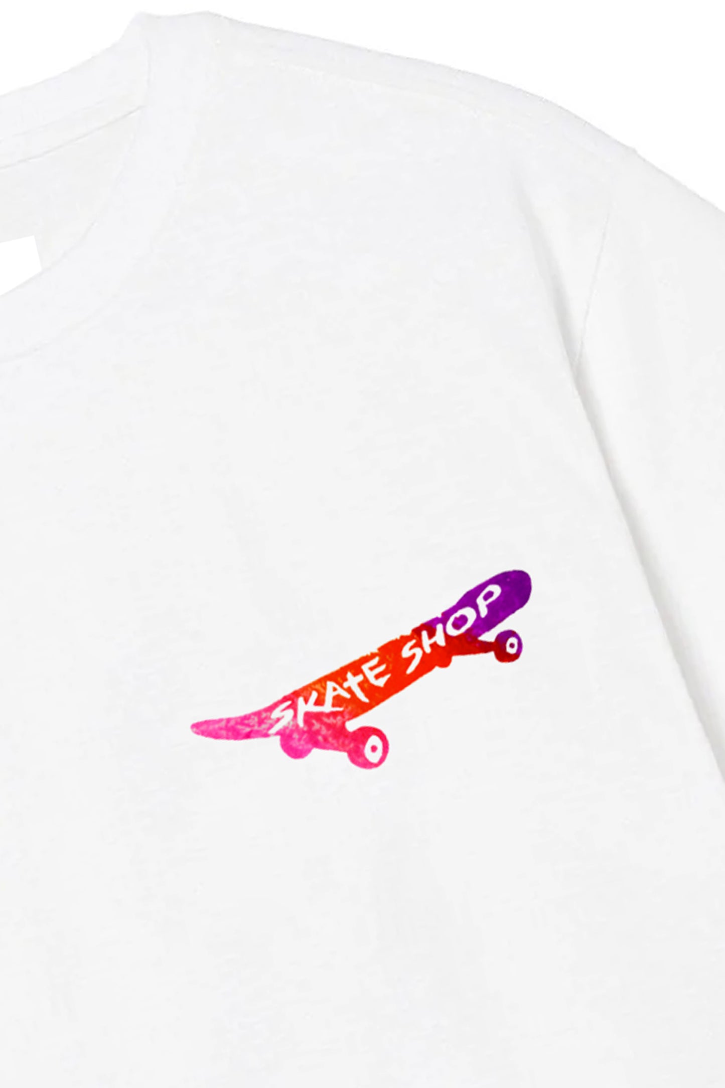 Skateboard Hand Painted Art Work Tee White - Multi