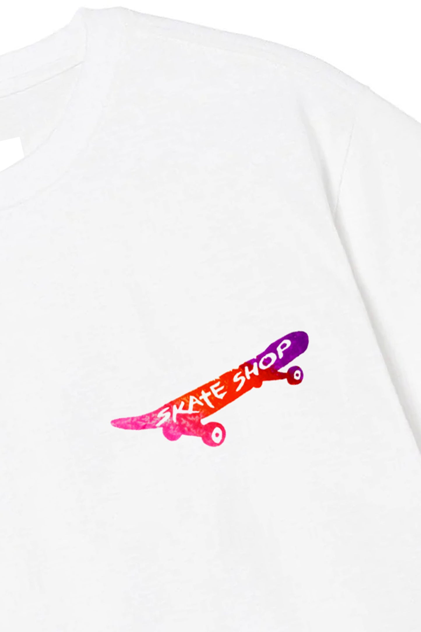 Skateboard Hand Painted Art Work Tee White - Multi